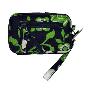 Sierra Pacific Floral Fabric Wallet Wristlet Blue Green